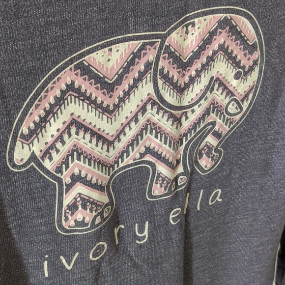 IVORY ELLA I French Terry Heathered Purple Gray Chevron Zip-Up Hoodie, S - Picture 10 of 12